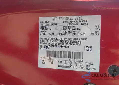 2005 Ford Explorer Sport Trac Adrenalin/Xls/Xlt from USA, damaged, VIN 1FMZU77K15UB07551